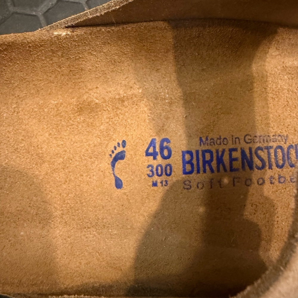 Birkenstock Men’s Arizona Sandal Suede Latte Cream Size 46 US13 Soft Footbed - Picture 4 of 4
